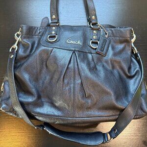 Vintage COACH Ashley Satchel Handbag, Black Leather Coach with Shoulder Strap
